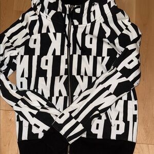 PINK Victoria's Secret Black and White Hoodie